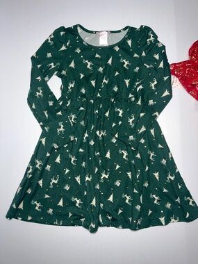 Emma & Elsa Girls Christmas Holiday Dress 2 Pack Reindeer Gold Size 7 NWT
